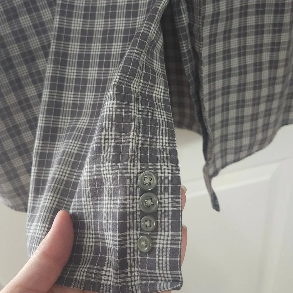 Dockers Men Button Down Plaid Long Sleeve Stain Defender Large Neck 16 16.5